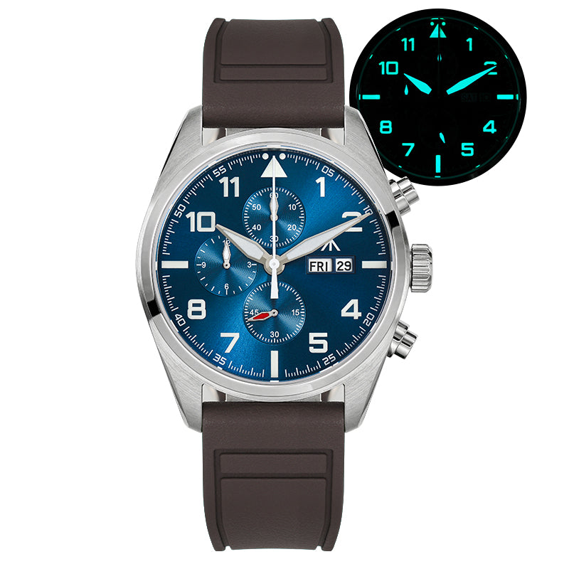 Militado 39mm Sapphire Crystal Pilot Field Chronograph Watch