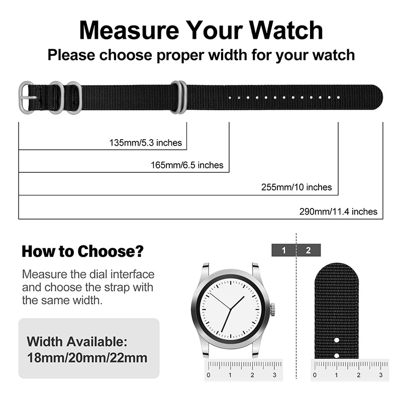 Thick Premium Woven Nylon Military Watch Strap Band