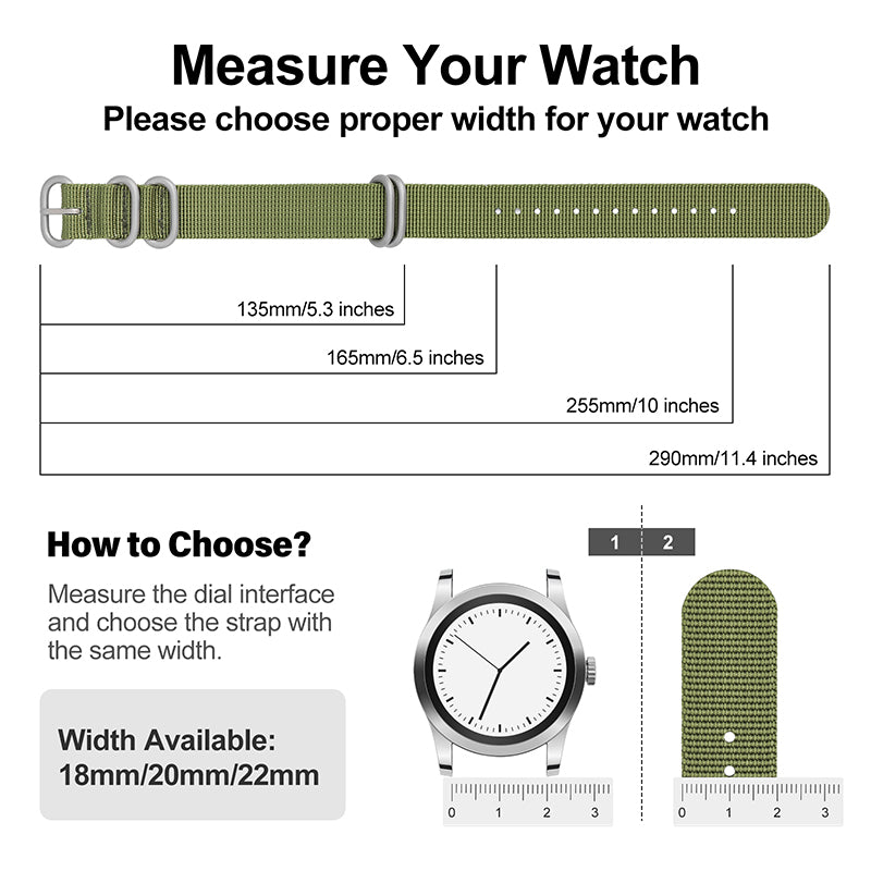 Thick Premium Woven Nylon Military Watch Strap Band