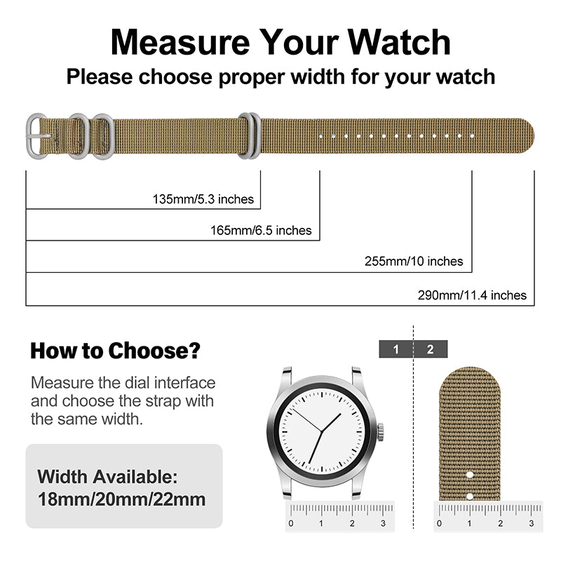 Thick Premium Woven Nylon Military Watch Strap Band
