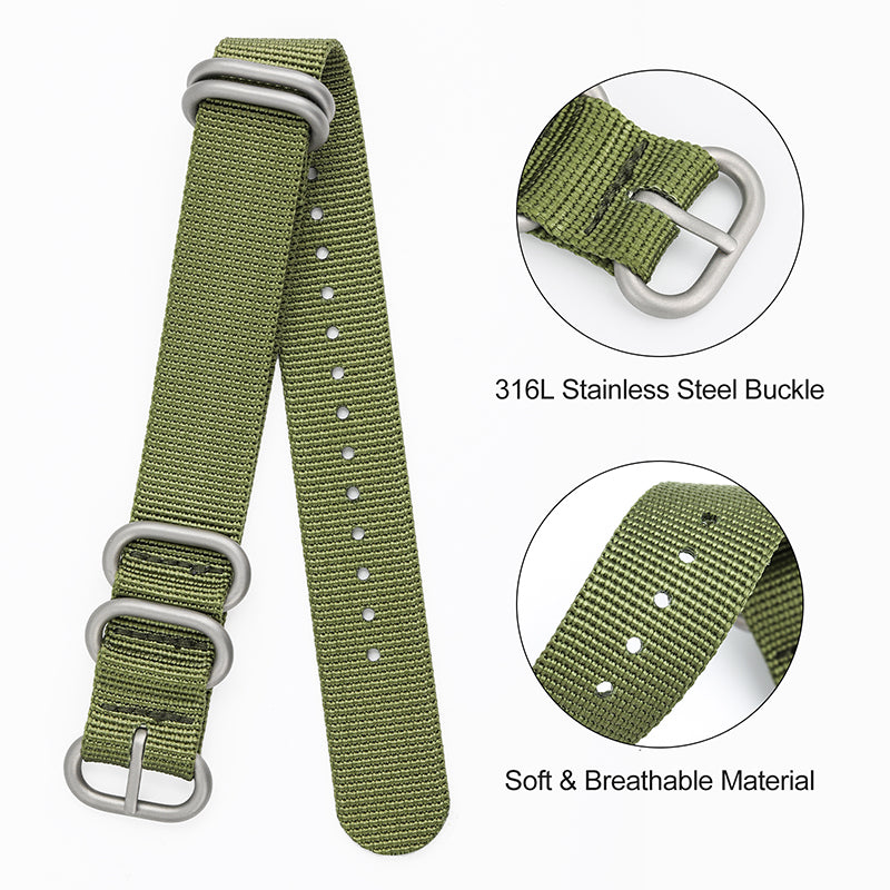 Thick Premium Woven Nylon Military Watch Strap Band