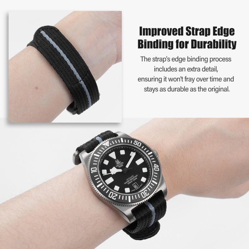 Titanium Buckle Soft Nylon Hook and Loop Strap 20mm/22mm