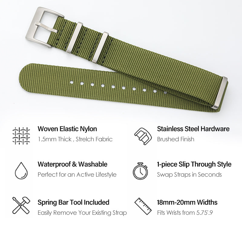 Smooth Nylon Watch Band with Sandblasting Buckle