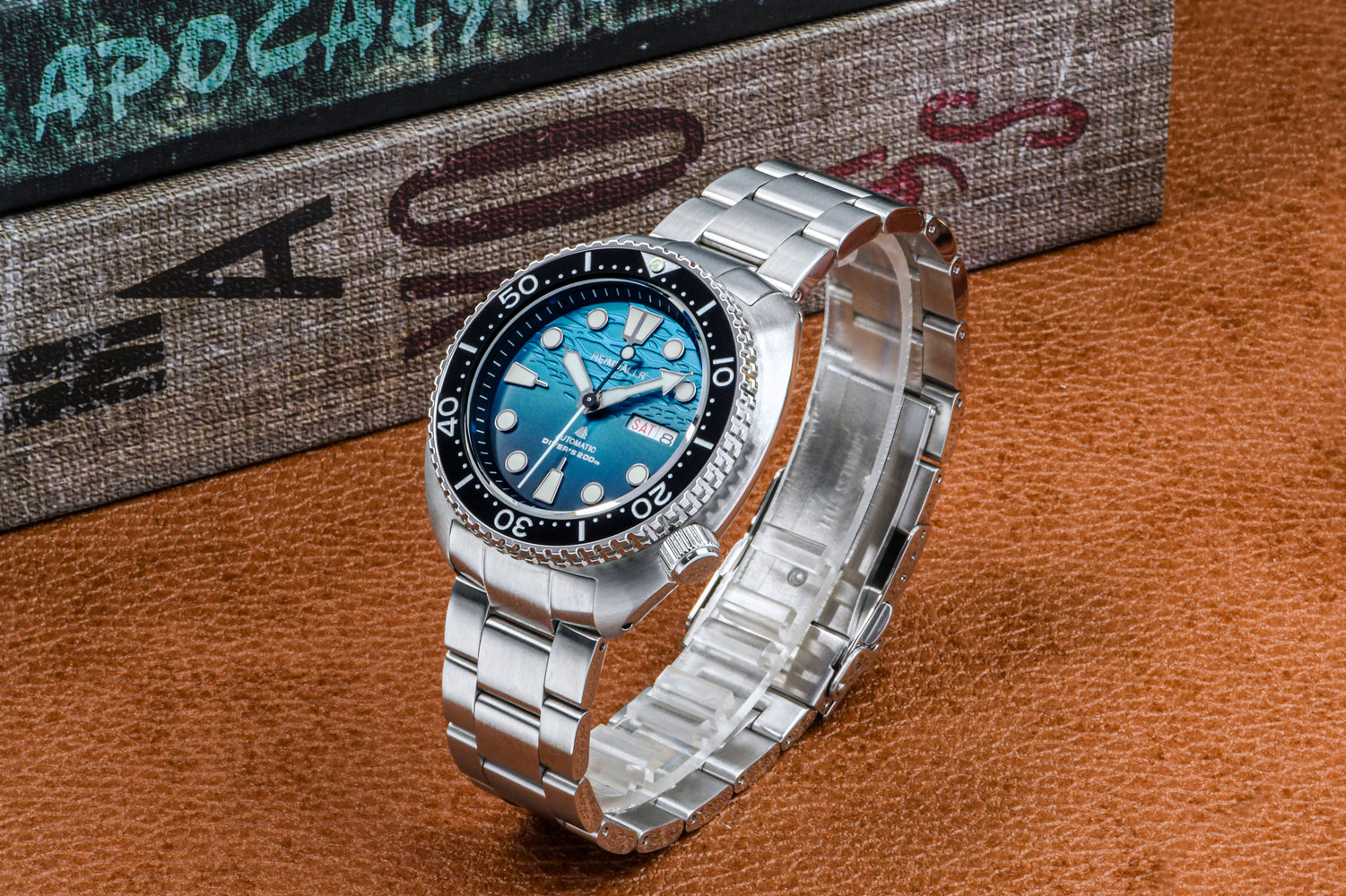 Heimdallr Mechanical Diver Watch Blue Dial Steel Strap