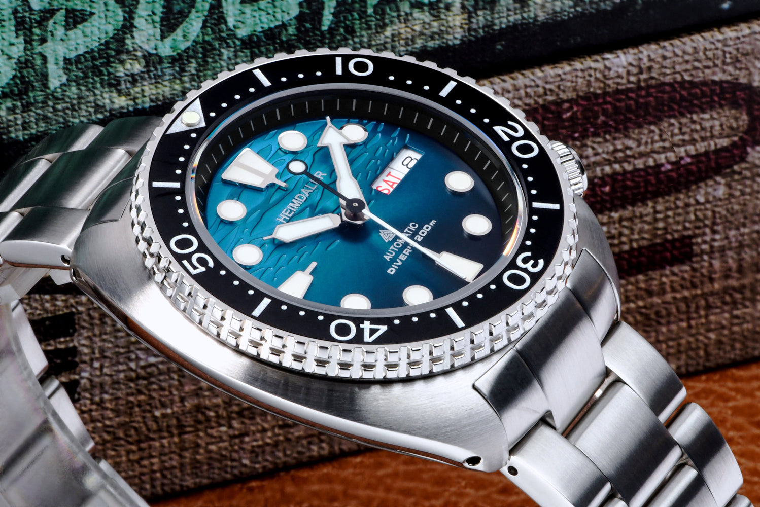 Heimdallr Mechanical Diver Watch Blue Dial Steel Strap