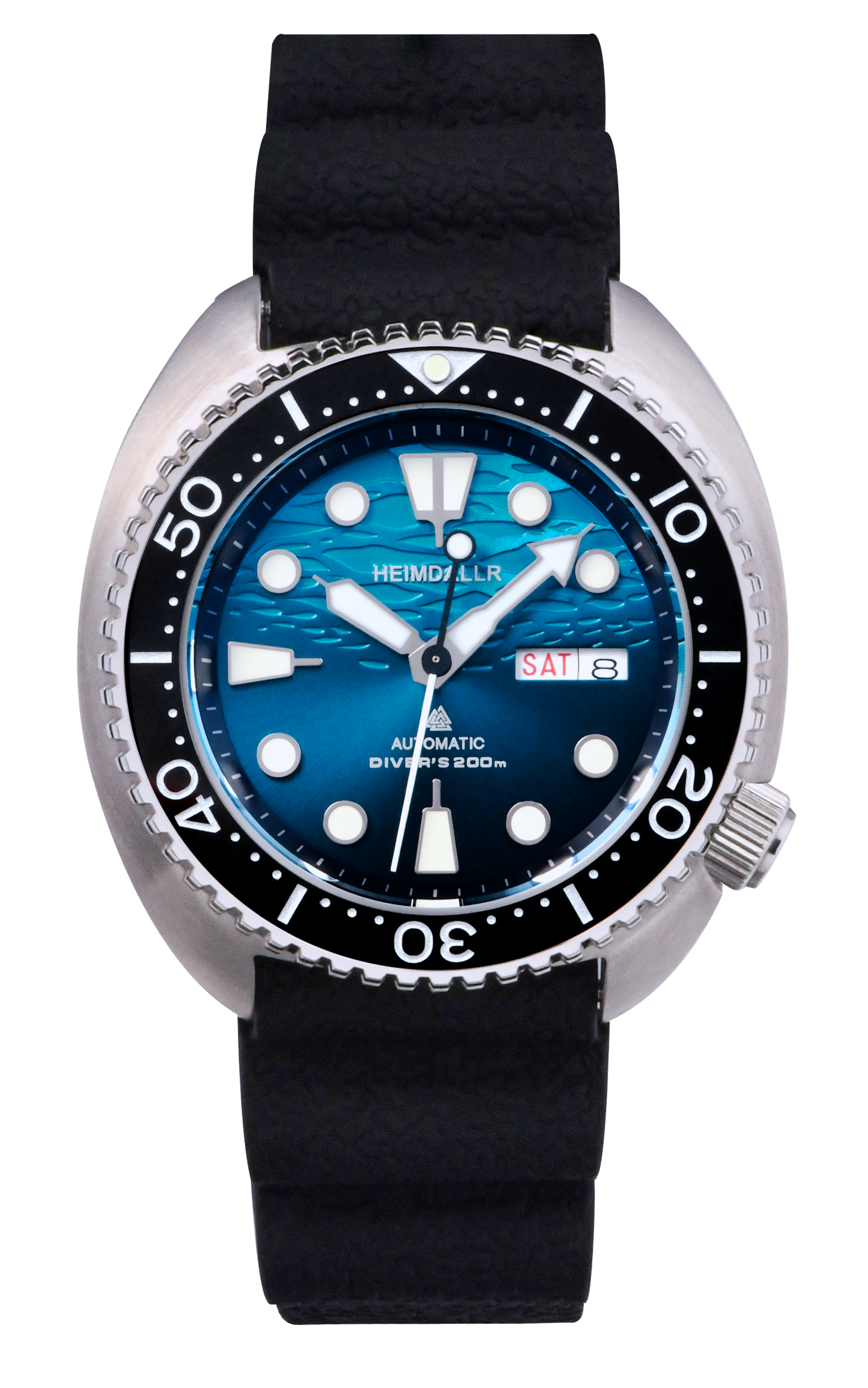 Heimdallr Mechanical Diver Watch Blue Dial Rubber Strap