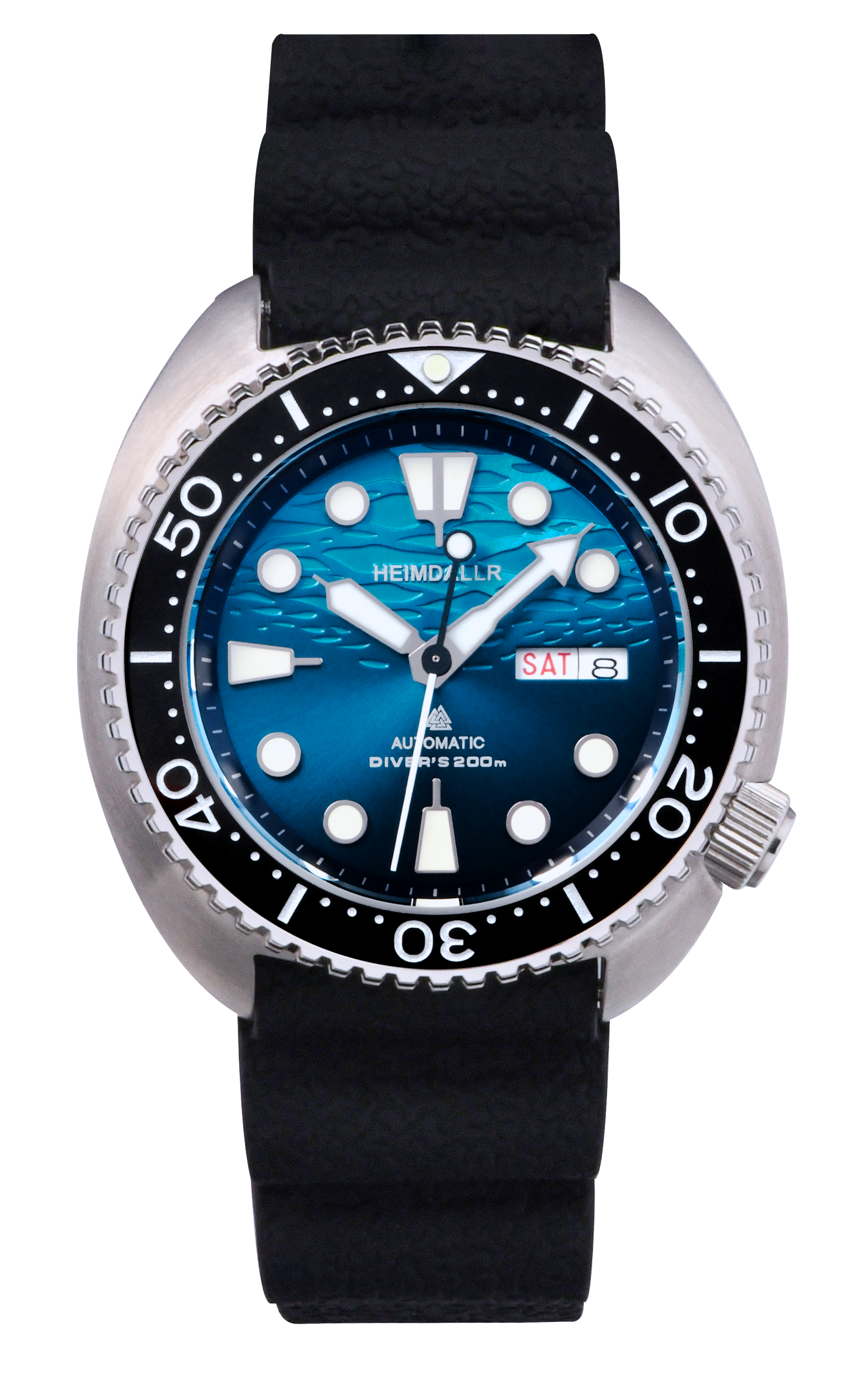 Heimdallr Mechanical Diver Watch Blue Dial Rubber Strap