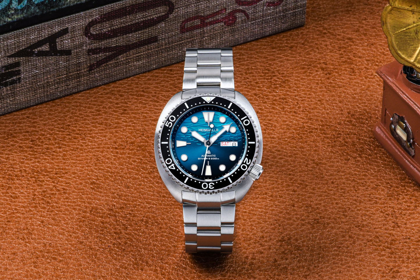 Heimdallr Mechanical Diver Watch Blue Dial Steel Strap
