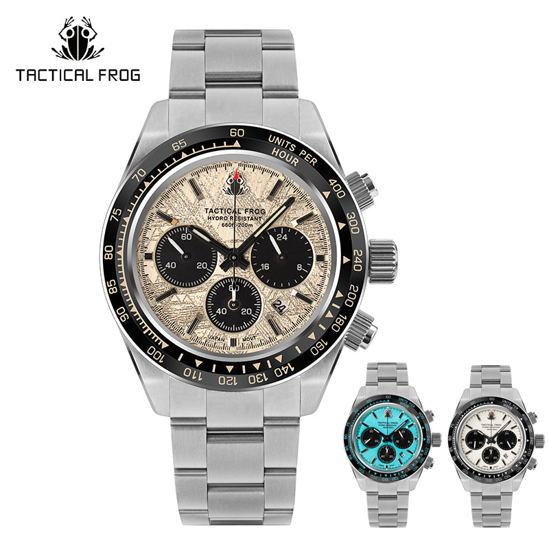 TACTICAL FROG Orologio Cronografo V2 VS75A - Quarzo, Vetro Zaffiro, Impermeabile 200m (20 Bar), Cassa 41mm