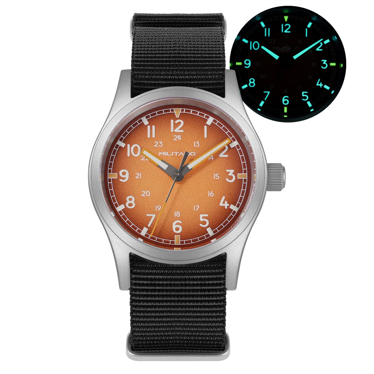 Militado 38mm Military Watch VH31 Sweeping Hand Movt Watch ML24