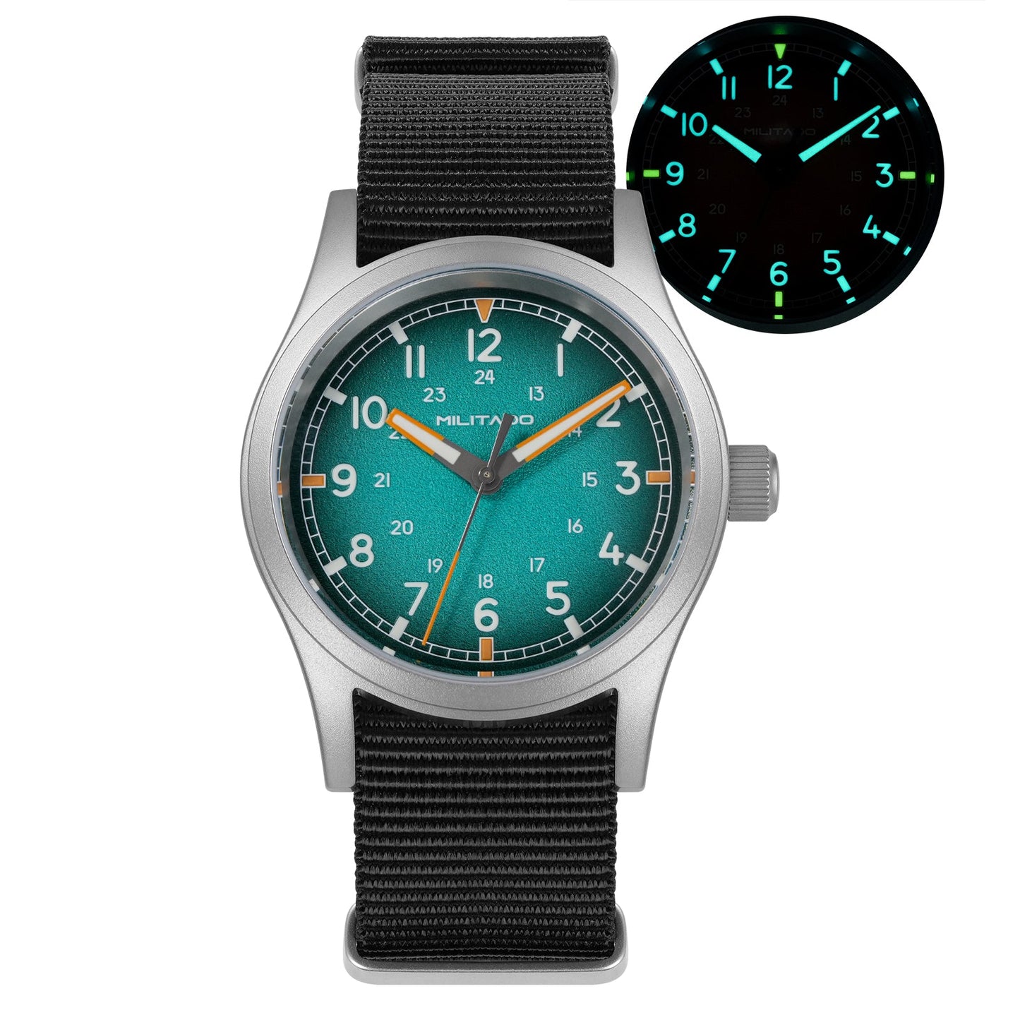 Militado 38mm Military Watch VH31 Sweeping Hand Movt Watch ML24
