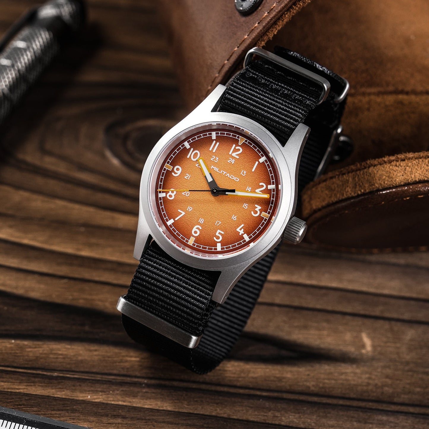 Militado 38mm Military Watch VH31 Sweeping Hand Movt Watch ML24