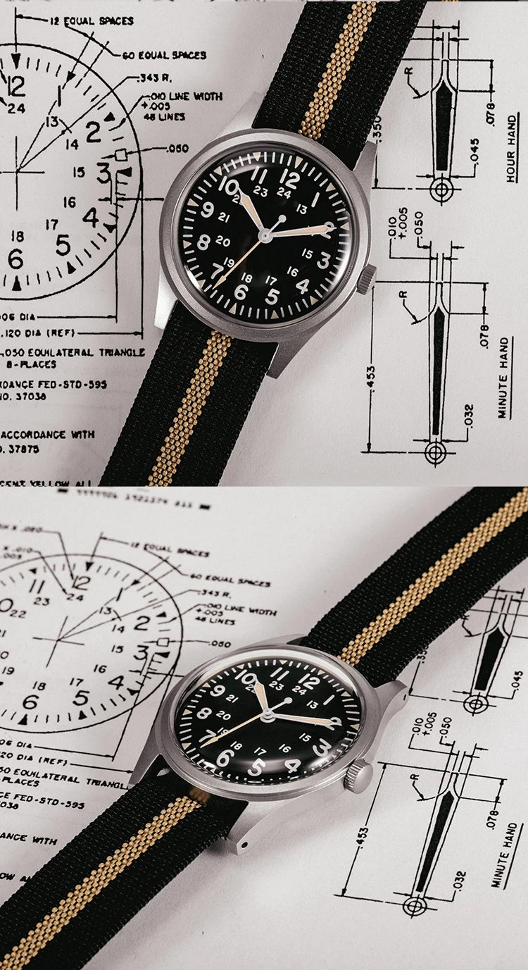 RDUNAE RA03 Retro Military 34.5mm Men Watch