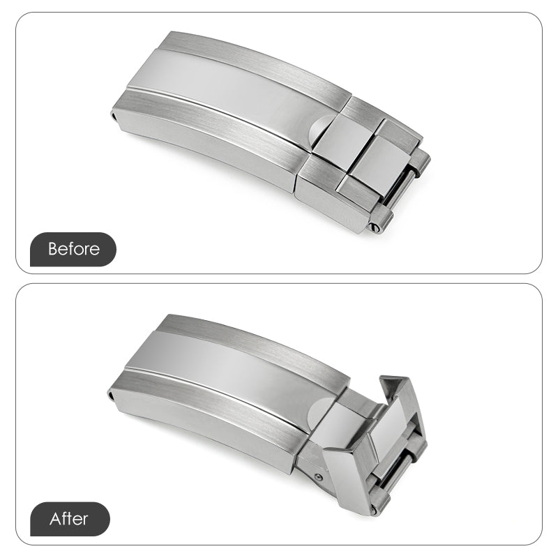 Adjustable Stainless Steel Watchband Buckle Solid Brushed Mid polised clasp