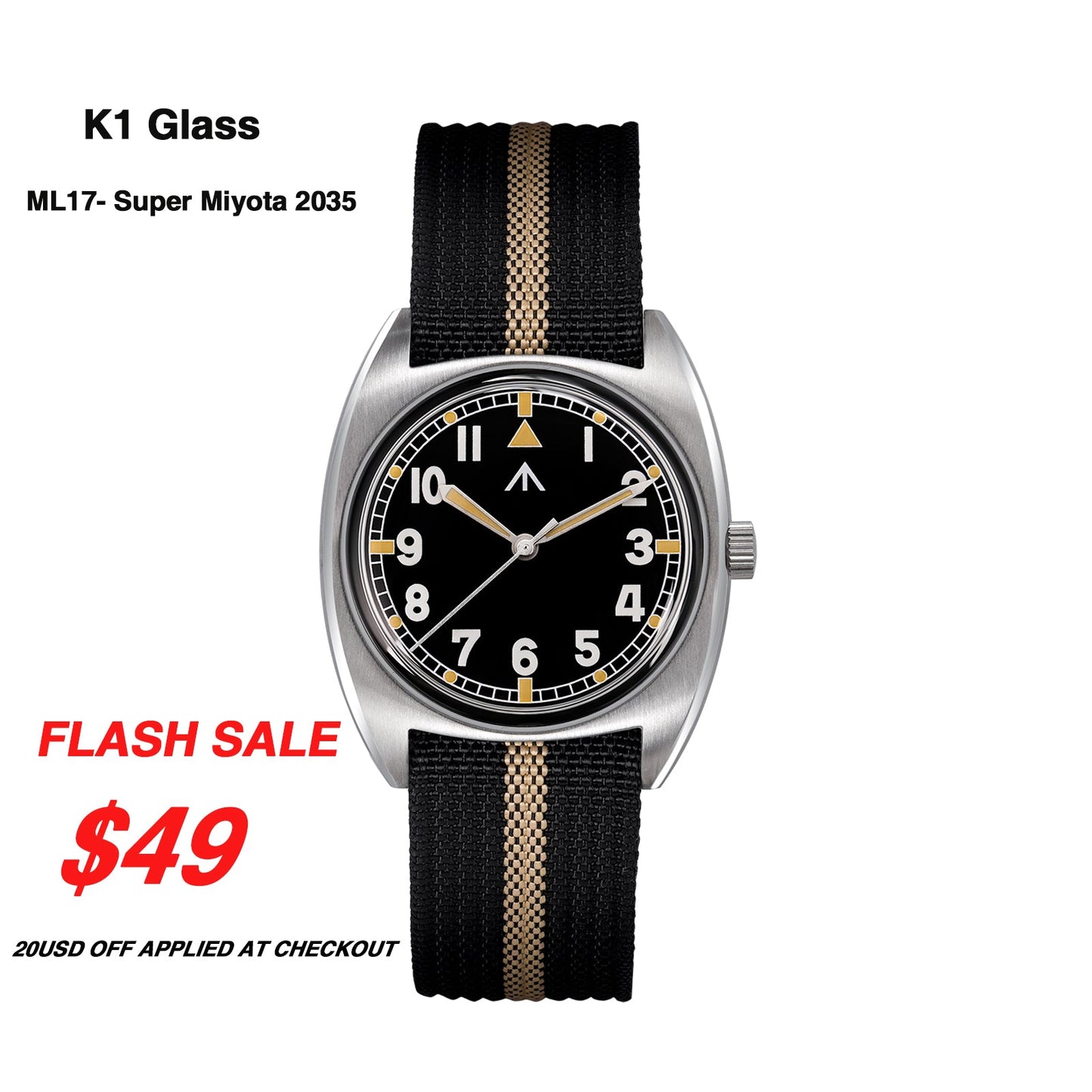Militado Vintage 36mm Military Watch W10 Remake ML17