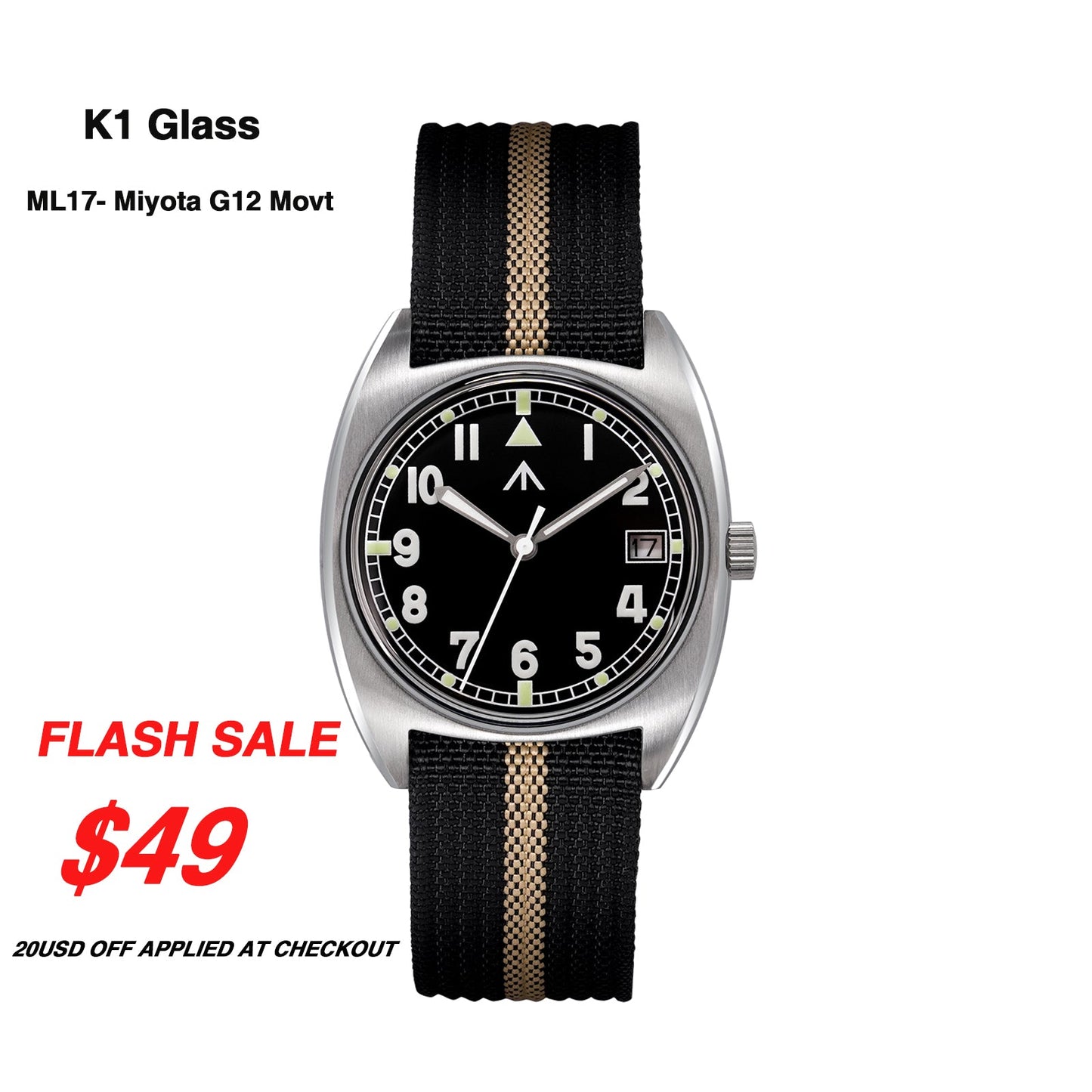 Militado Vintage 36mm Military Watch W10 Remake ML17
