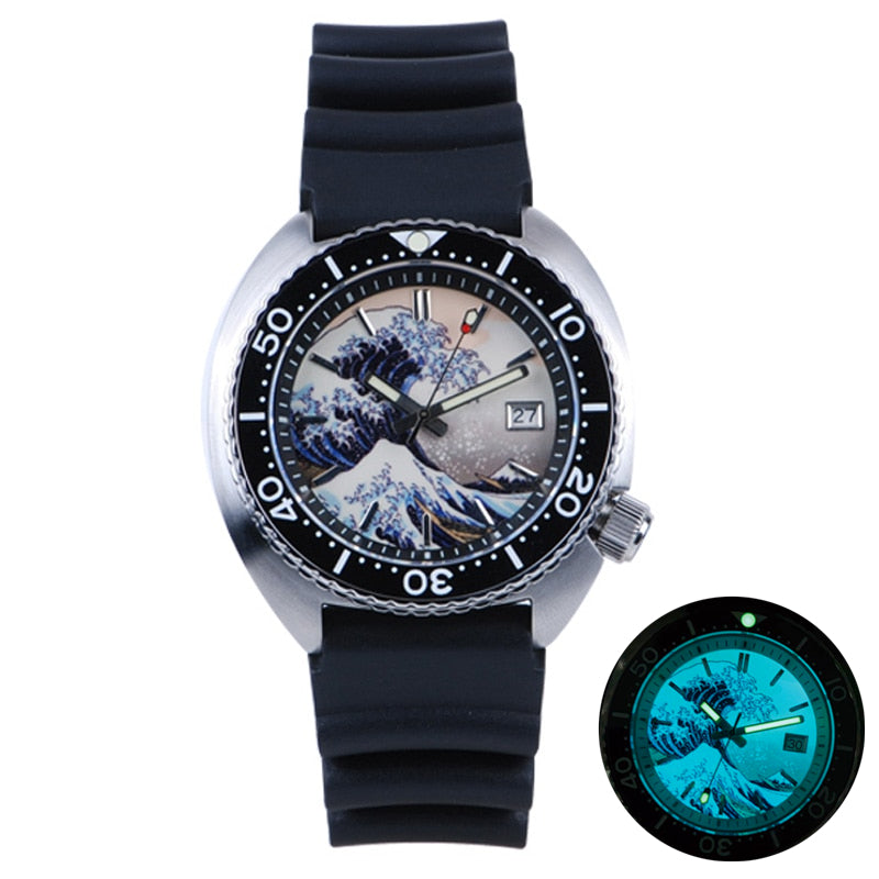 HEIMDALLR Great Wave Full Lume Mini Turtle Dive Watch