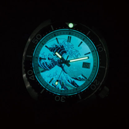 HEIMDALLR Great Wave Full Lume Mini Turtle Dive Watch