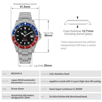 Watchdives WD0014 Aluminum Bezel Vintage NH34 GMT Watch