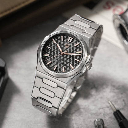 Watchdives Premier WD0016B Square-Block Faceted Dial Original Design