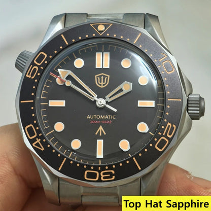 🔥WeeklyDeals🔥Watchdives WD007 Top Hat Sapphire PT5000 Titanium Dive Watch
