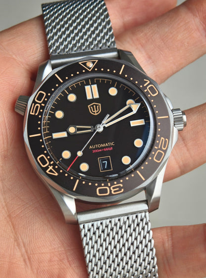 🔥WeeklyDeals🔥Watchdives WD007 Top Hat Sapphire PT5000 Titanium Dive Watch