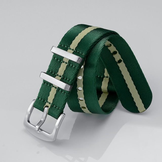 20mm Green Woven Fabric Nylon Military Watch Strap