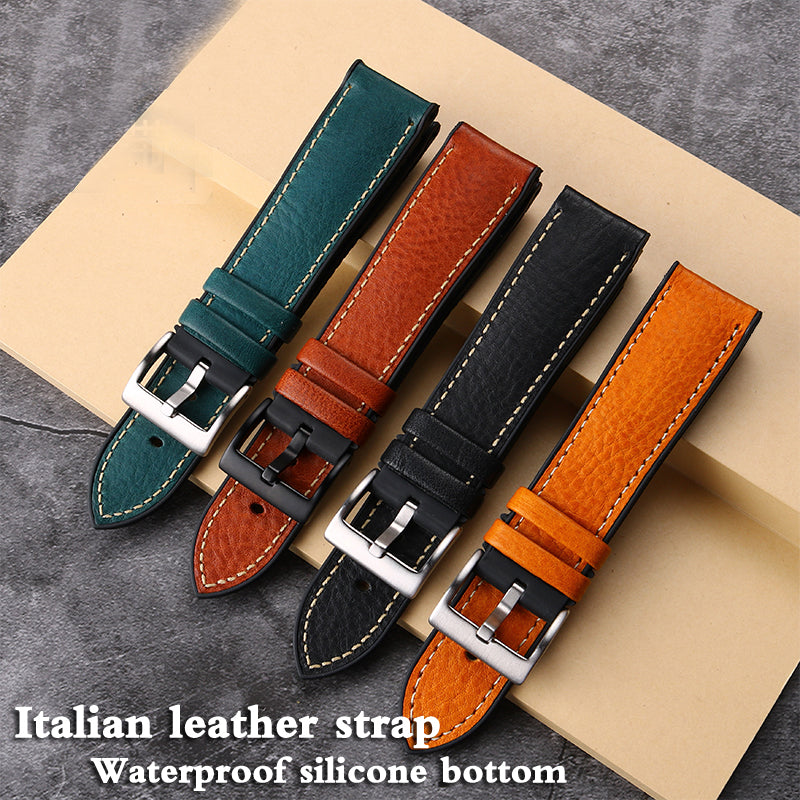 Italian Leather Fluorine Rubber Watch Bands